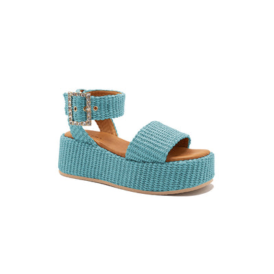 Terry - Bleu marine | Compensées en raphia