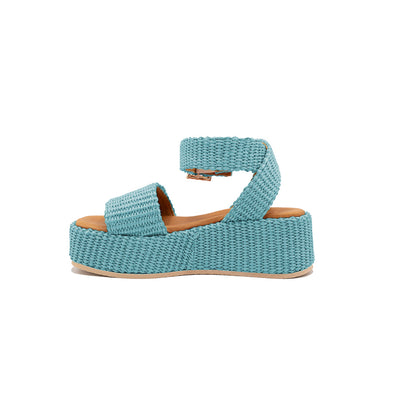 Terry - Bleu marine | Compensées en raphia