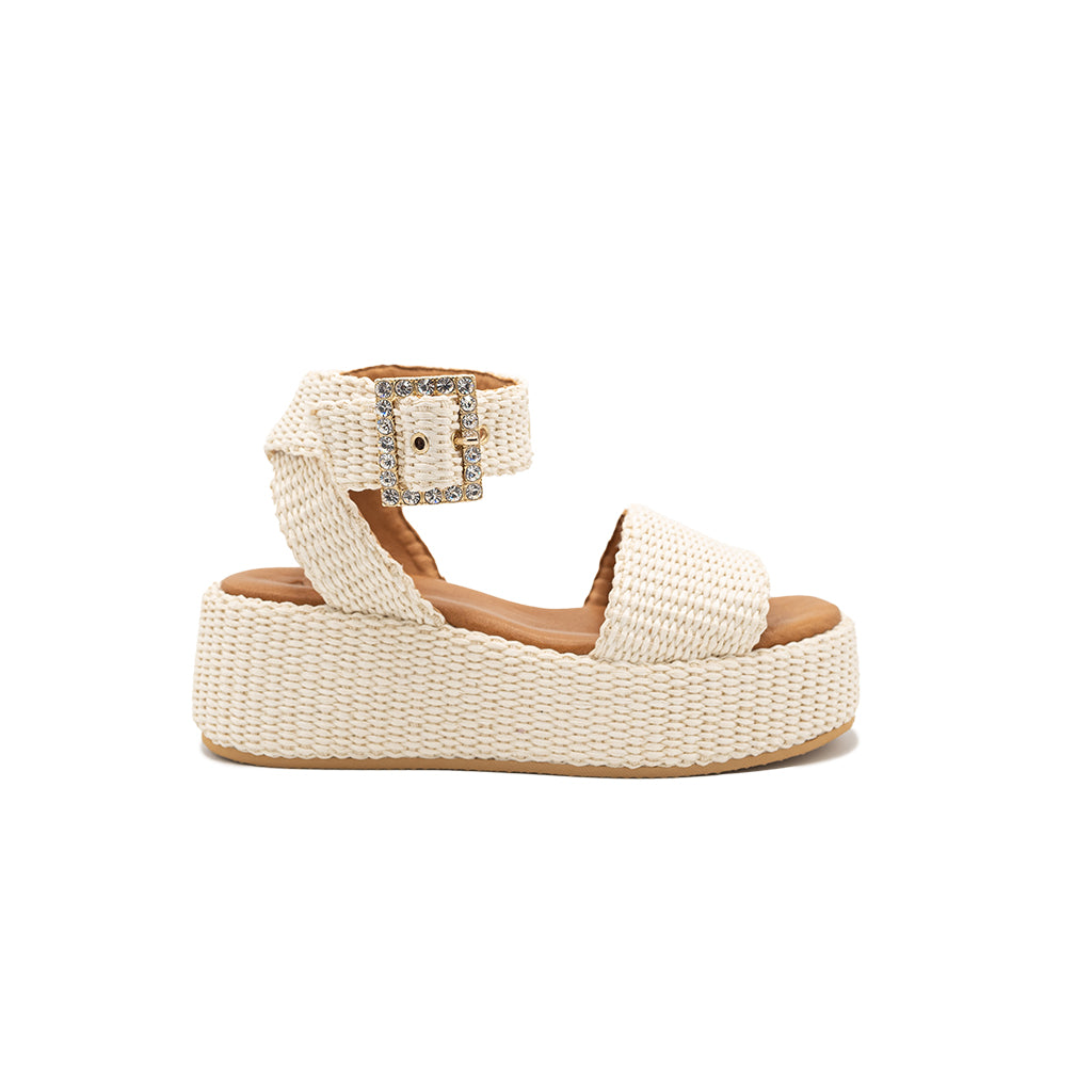 Terry - Pearl | Sandali con zeppa in Rafia