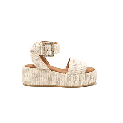 Terry - Pearl | Sandali con zeppa in Rafia