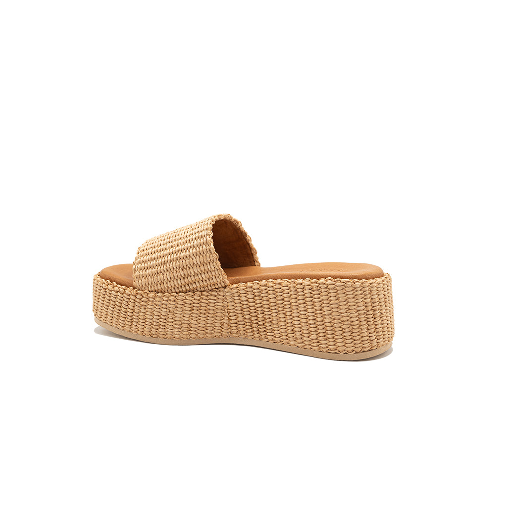 Thea - Beige | Sandali con zeppa in Rafia