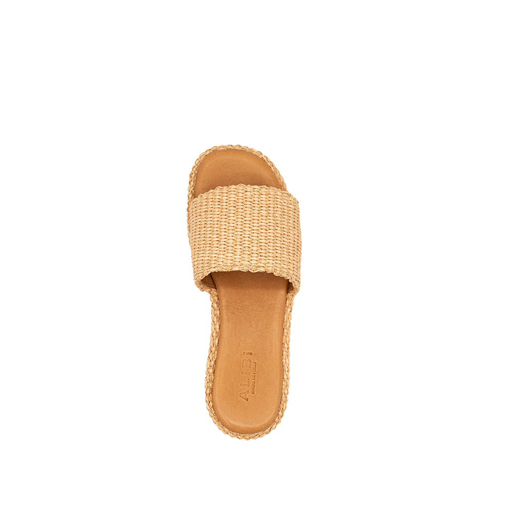 Thea - Beige | Sandali con zeppa in Rafia