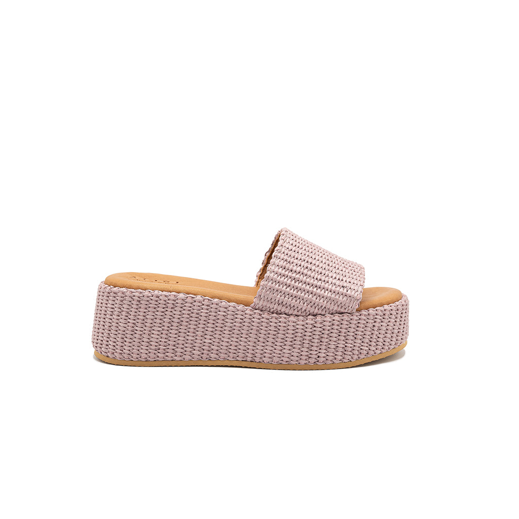 Thea - Lavender | Sandali con zeppa in Rafia