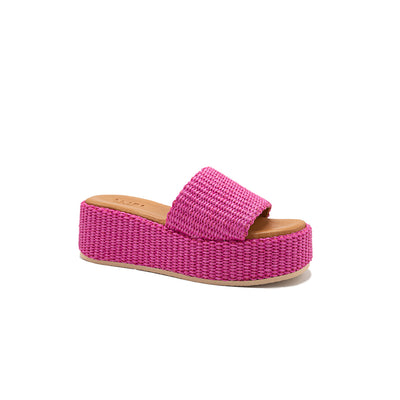 Thea - Fucsia | Sandali con zeppa in Rafia