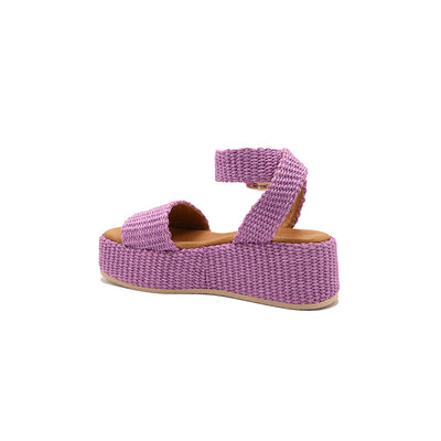 Terry - Lilac | Sandali con zeppa in Rafia