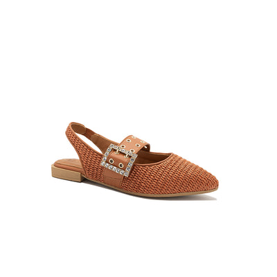 Olga - Brick | Ballerine in Rafia