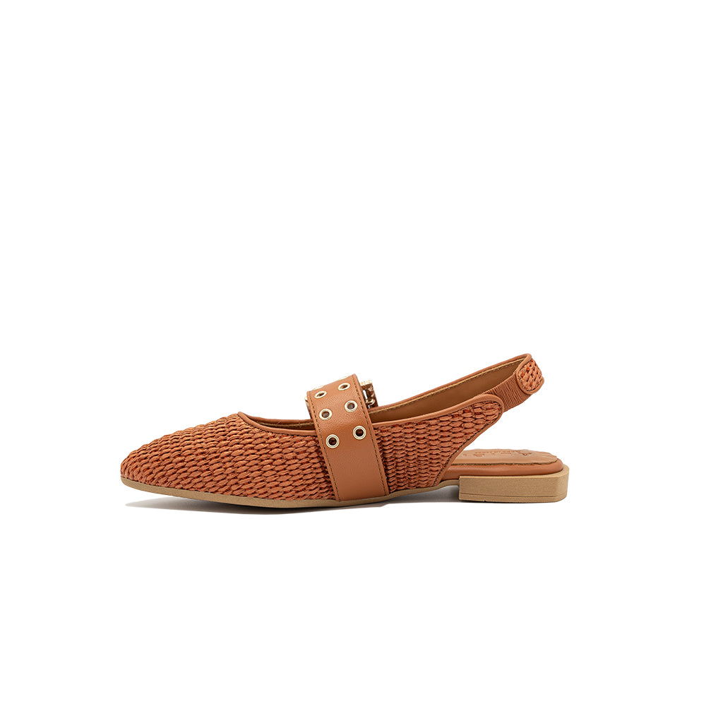 Olga - Brick | Ballerine in Rafia