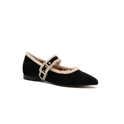 Jolie - Black | Suede Ballerinas