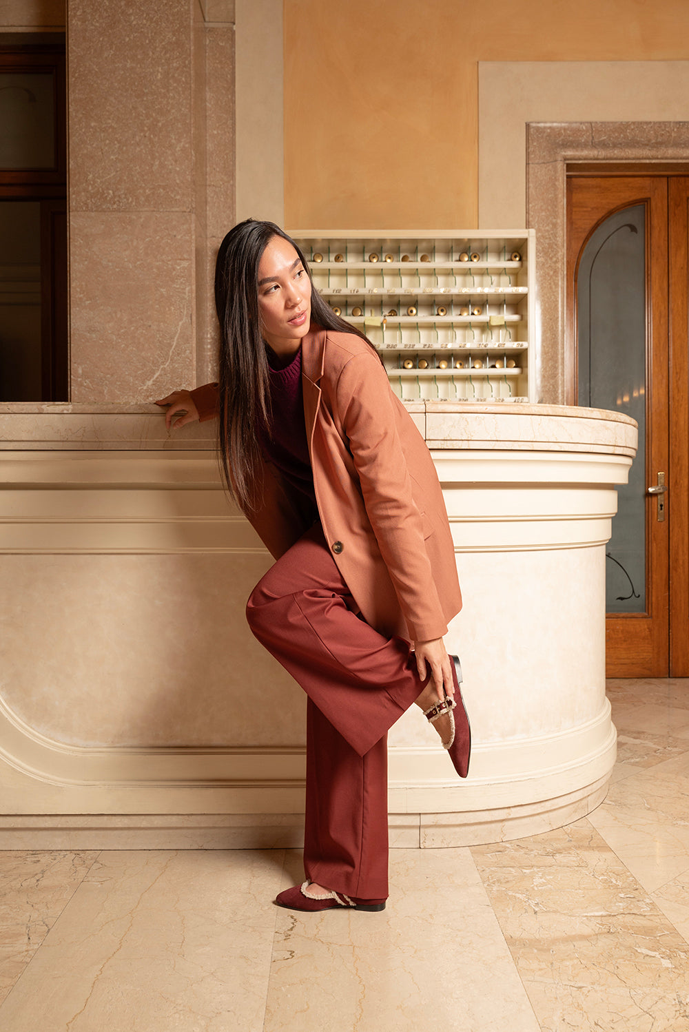 Jolie - Burgundy | Ballerine in Pelle Scamosciata