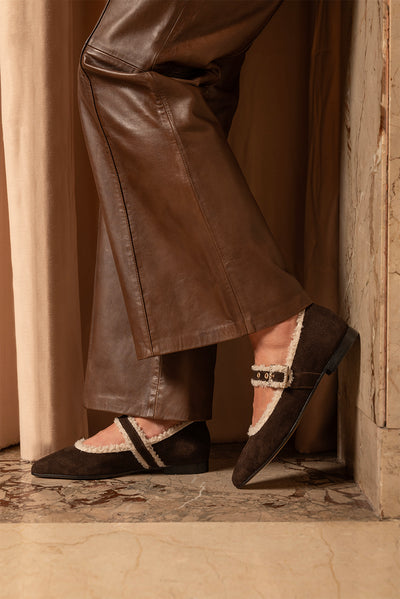 Jolie - Chocolate | Ballerine in Pelle Scamosciata