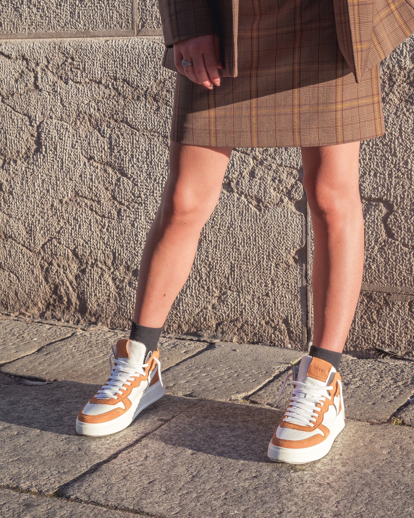 Megan | Sneakers in Pelle White/Orange