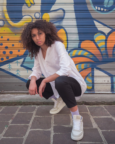Megan | Sneakers in Pelle White/Beige