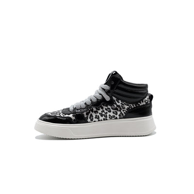 Megan | Sneakers in Pelle Black/Leopard