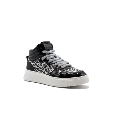 Megan | Sneakers in Pelle Black/Leopard