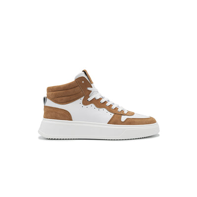 Megan | Sneakers in Pelle White/Caramel