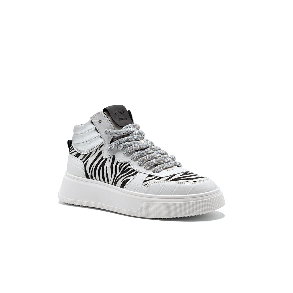 Megan | Sneakers in Pelle White/Zebra