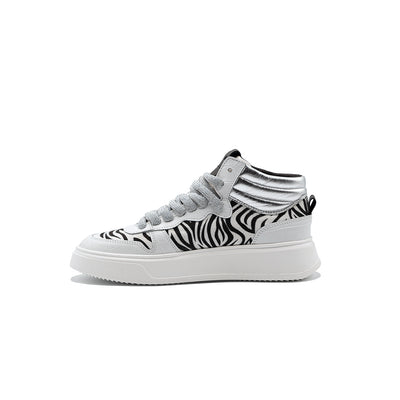 Megan | Sneakers in Pelle White/Zebra