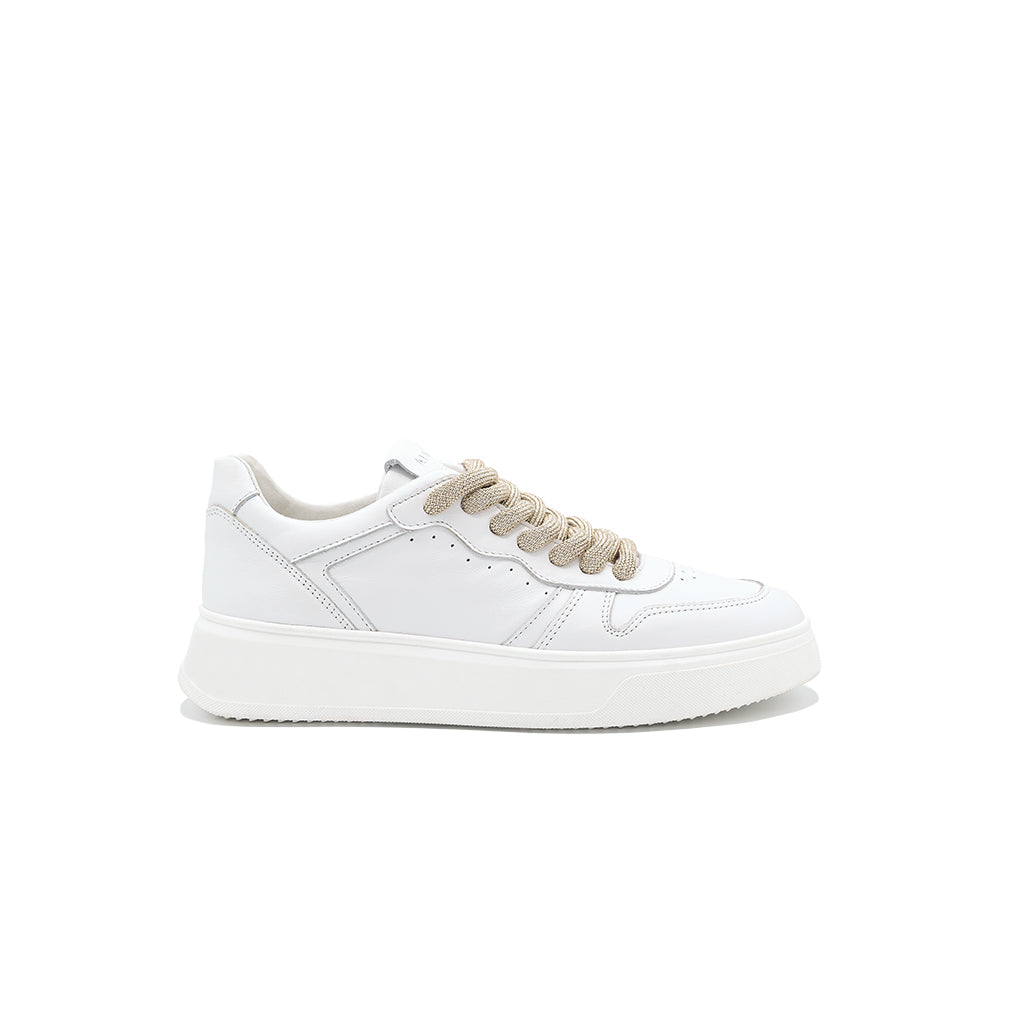 Vela | Sneakers in Pelle White/Gold