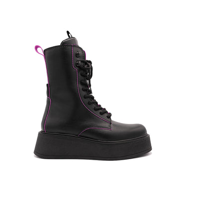 Kelly | Anfibi in Pelle Black/Magenta