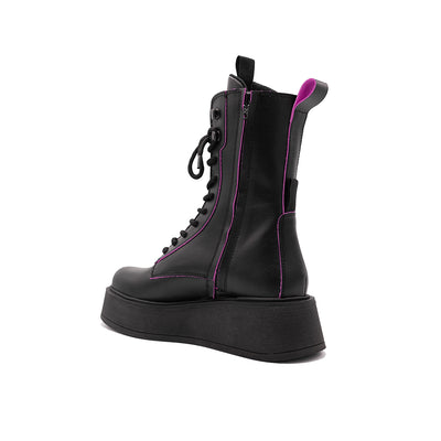 Kelly | Anfibi in Pelle Black/Magenta