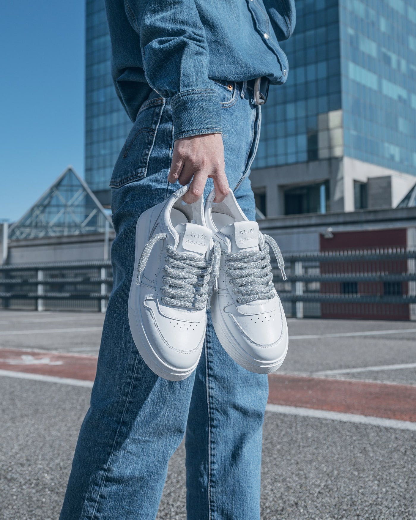 Vela | Sneakers in Pelle White/Silver