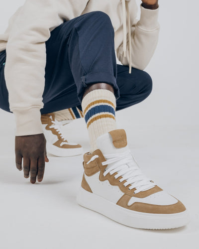 Megan | Sneakers in Pelle White/Caramel